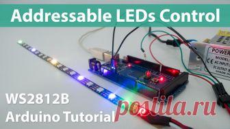 How To Control WS2812B Individually Addressable LEDs using Arduino - HowToMechatronics In this tutorial we will learn how to control individually addressable RGB LEDs or a WS2812B LED strip using Arduino. The LED strip consist of type 5050 RGB LEDs in which the very compact WS2812B LED driver IC is integrated. Depending on the intensity of the three individual Red, Green, and Blue LEDs we can simulate...