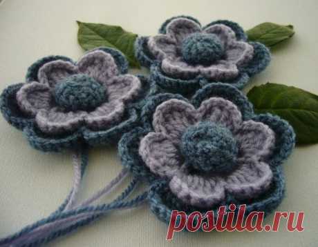 Crochet Applique - Crochet Flowers Corsage Brooches Pack of 3