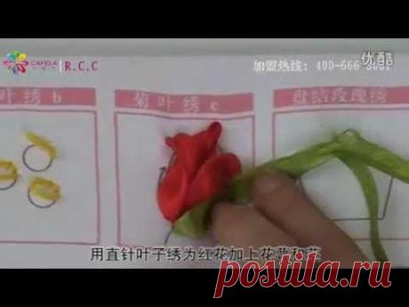 リボン刺繍つくり方講座28/41【C菊花繍c】ケイトリリアン刺繍館