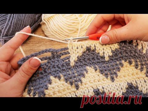Узор «Зиг-заг цепочками» крючком 🌍 «Zig-zag chains» Crochet pattern