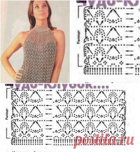 Золотистое платье вязаное крючком 662 |ЧУДО-Клубок.рУ сайт вязания