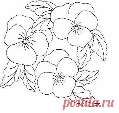 Вышивка гладью: анютины глазки. Эскизы
