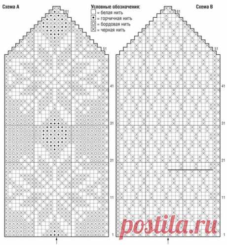 Варежки в технике жаккард