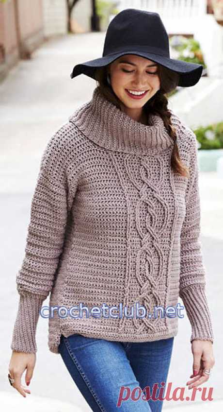 Свитер с аранами крючком - Вязание Крючком. Блог Настика