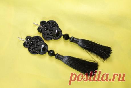Soutache black earrings. by SoftAmethyst on Etsy