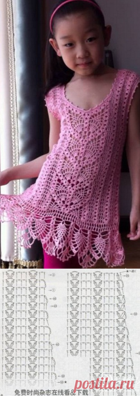 Детское ажурное платье крючком. Красивое детское платье крючком.