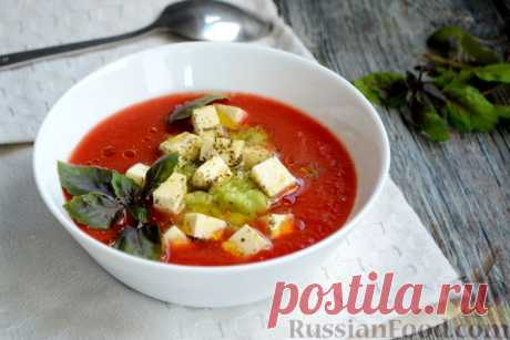 Рецепт: Холодный овощной суп-смузи с брынзой на RussianFood.com