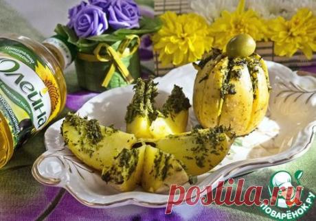 Картофельная "лилия", запеченная с зеленым соусом