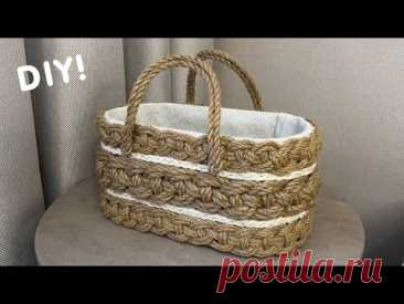 Chic Basket from Jute and Cardboard remnants with your own hands! 😍 DIY!