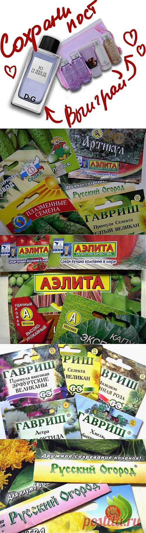 10 самых популярных производителей семян. Сохраните любой пост с сайта 7dach.ru в Постиле и выиграйте призы от интернет-магазина Клуб Красоты. Чем больше постов - тем выше шансы. Розыгрыш состоится в понедельник, 30 января. В акции участвуют все посты, которые содержат этот текст или фото призов!