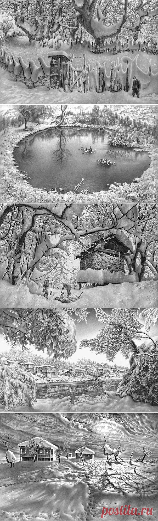 Рисунки простым карандашом. Художник Гурам Доленджашвили. | Мир позитивных новостей