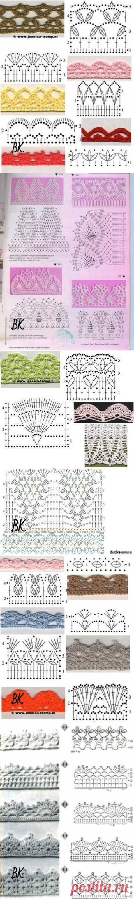 Схемы обвязки края крючком