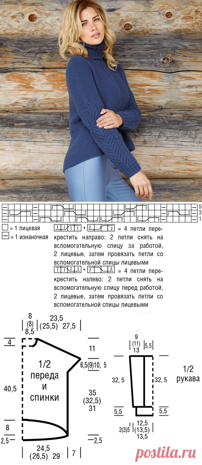 Свитер с узором «Елочка» - схема вязания спицами. Вяжем Свитеры на Verena.ru