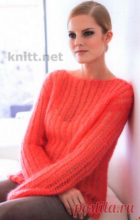Ажурный пуловер из тонкой пряжи | knitt.net | Все о вязании