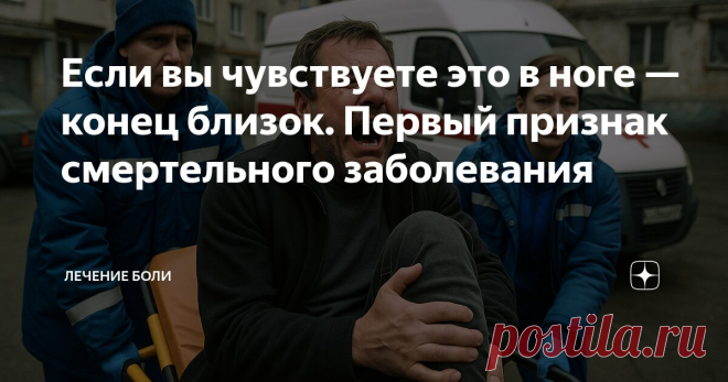 Если вы чувствуете это в ноге — конец близок. Первый признак смертельного заболевания Статья автора «Лечение боли» в Дзене ✍: Вчера вечером ко мне постучалась соседка тётя Света. Держалась за дверной косяк, лицо бледное.