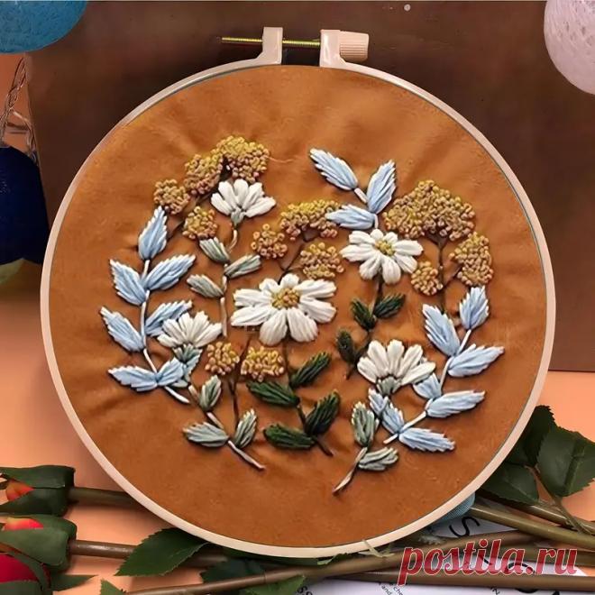 1 комплект набор для ручной вышивки с осенним цветочным - Temu Moldova