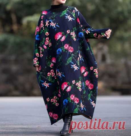 Dark blue Plus velvet Winter dress, long Coat dress, oversized warm robes 【Fabric】 cotton 【Color】 dark blue 【Size】 shoulder width is not limited Shoulder + Sleeve 64cm / 25 Bust 182cm / 71 Cuff circumference 27cm / 11 Length 118cm / 46   Have any questions please contact me and I will be happy to help you.