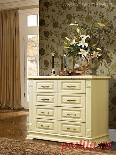 Верди Люкс комод 1, слоновая кость с патиной (массив дуба)(без ДСП)