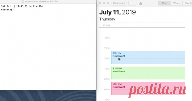 In macOS, when you drop a Calendar event into the Terminal, the Terminal adopts the event's color. As it should.