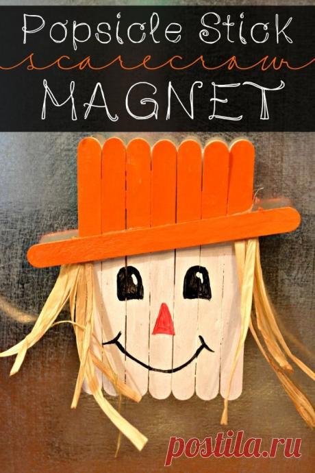 Popsicle Stick Scarecrow Magnet