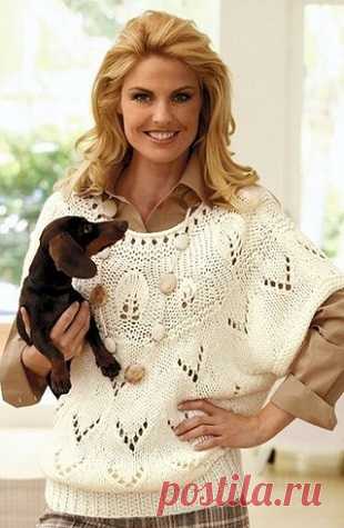 Пуловер меланжевый - пончо, описание