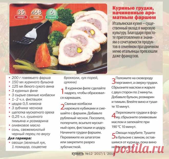 Куриные грудки начиненные ароматным фаршем