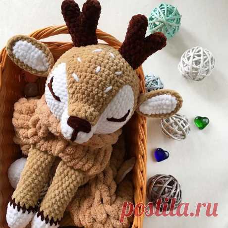 Вязаная игрушка пижамница оленёнок на заказ