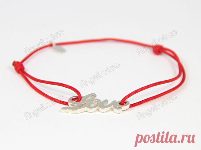Веревочный браслет "Love" на красной нити от Amorem