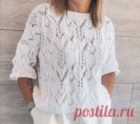 Интересный джемпер спицами