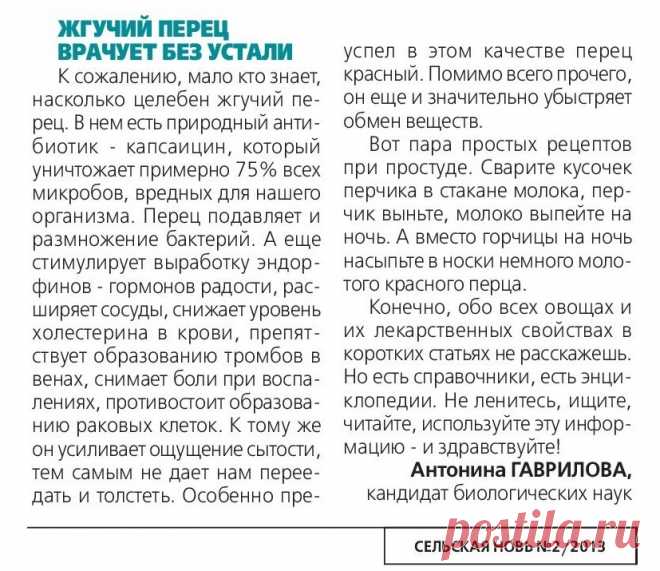 Жгучий перец врачует без устали