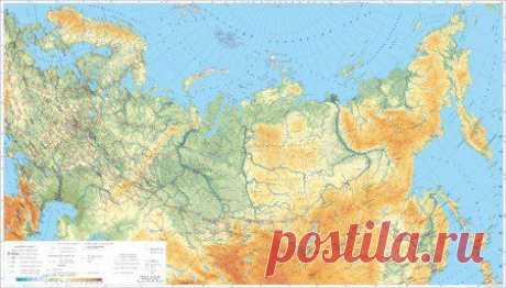 Растровый клипарт - Россия. Физическая карта (JPG) Физическая карта России с отрисованным рельефом