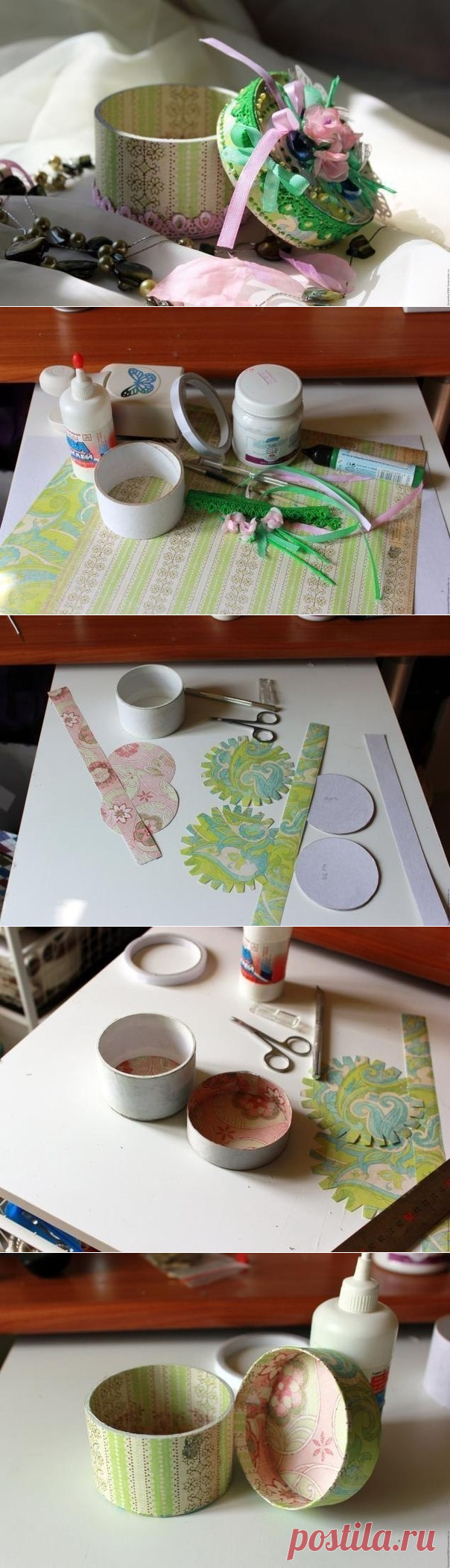 Шкатулочка из бобины от скотча своими руками