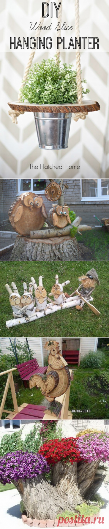 Какие украшения для дачи можно создать из спилов и стволов спиленных деревьев — 6 соток