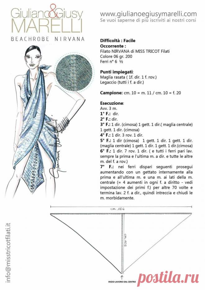 Пляжная накидка спицами