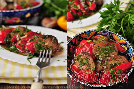Обалденная закуска из перцев-гриль и маринованных баклажанов!