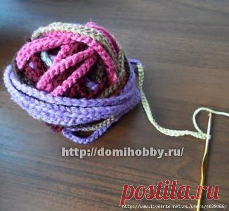 Вязание коврика из остатков пряжи