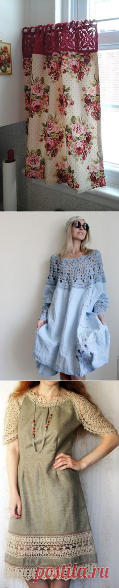 Платья ручной работы. Платье из тонкого льна "Стефания". Boho love. Ярмарка Мастеров. Бохо, льняное платье, небесно-голубой | detalhes de croche