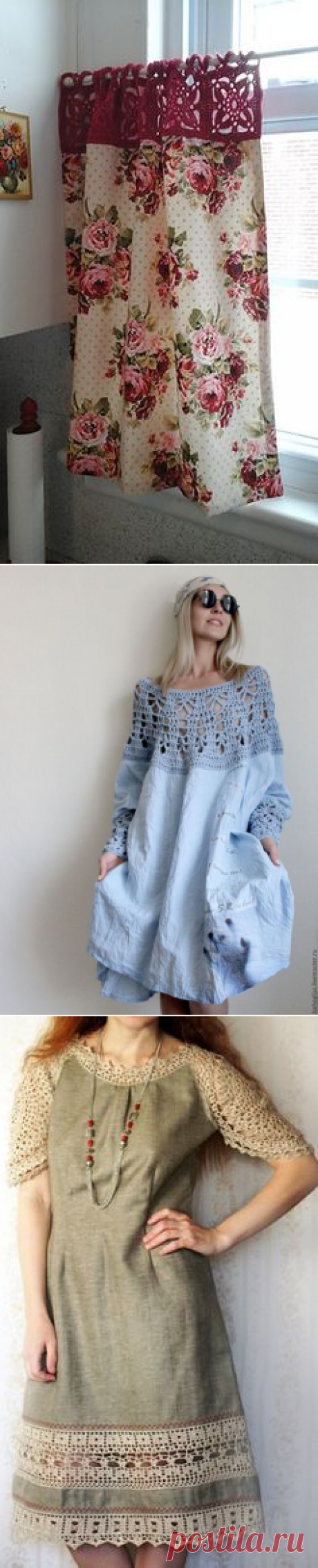 Платья ручной работы. Платье из тонкого льна &quot;Стефания&quot;. Boho love. Ярмарка Мастеров. Бохо, льняное платье, небесно-голубой | detalhes de croche