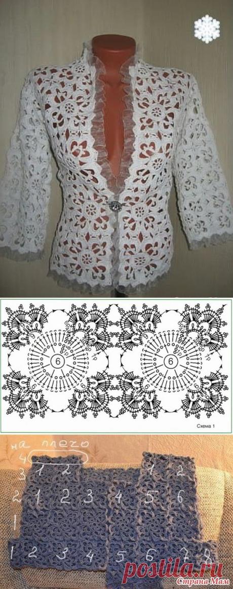 Жакет из мотивов и отделкой кружевом - эффект "ришелье"».