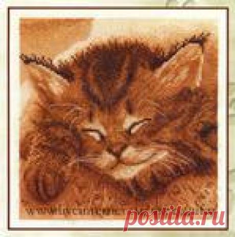 Вышивка крестом, схемы Котёнок спящий DMC BK 451 Sleepy
