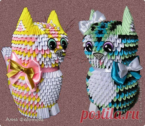 Цветные котики из модулей | Страна Мастеров