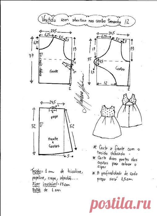 Выкройка платья с открытой спиной для детей от 1 до 14 лет (Шитье и крой) – Журнал Вдохновение Рукодельницы