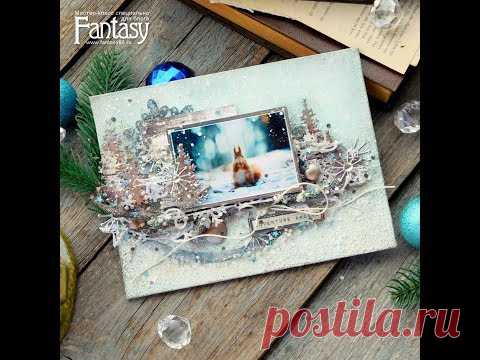 Зимний холст с фоном из вырубки. Мастер-класс/ Mixed media canvas. Tutorial - YouTube