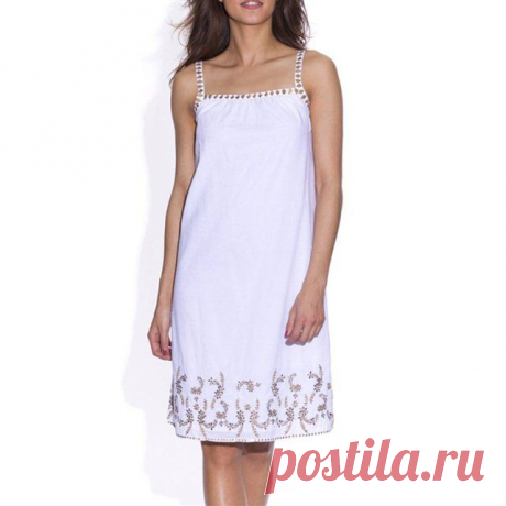 Sequinned Dress with Metallic Thread Embroidery, 100% Cotton  £22.50
