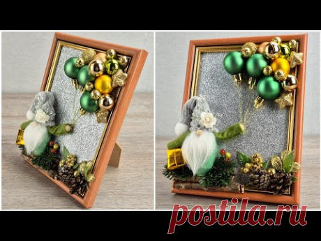Из рамки для фото сделала новогодний декор своими руками