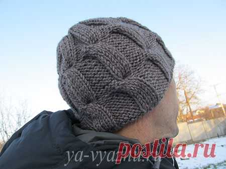 Хотите связать стильную мужскую шапку быстро — вам сюда!