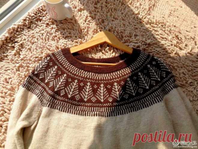 Джемпер с жаккардовой кокеткой