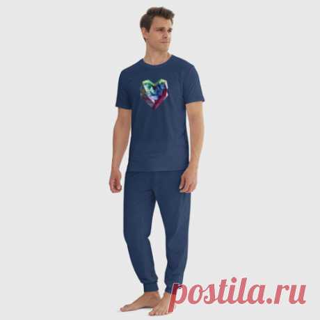 Мужская пижама хлопок Геометрическое полигональное сердце - купить по цене 2785 руб в интернет-магазине Всемайки, арт 3643527