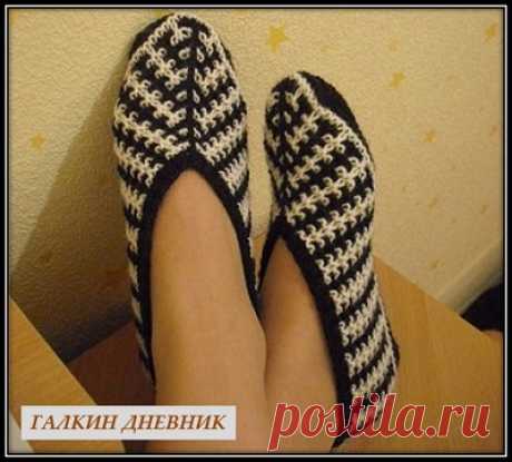 ГАЛКИН ДНЕВНИК - блог о вязании: Вязание тапочек (следков) спицами