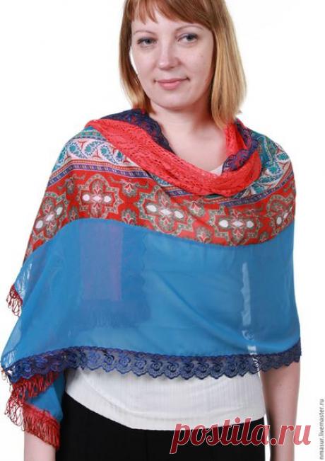 Купить Палантин &quot;Яркое настроение &quot; - легкий шарфик, легкий шарф, авторская ручная работа